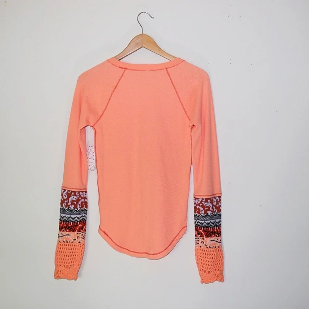 Free People In The Mix Jacquard Cuff Top In Desert Orange
